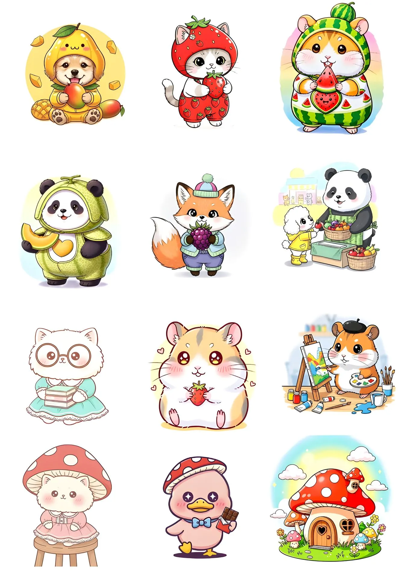Fruit Friends - 12PCS Premium Animal Sticker pack
