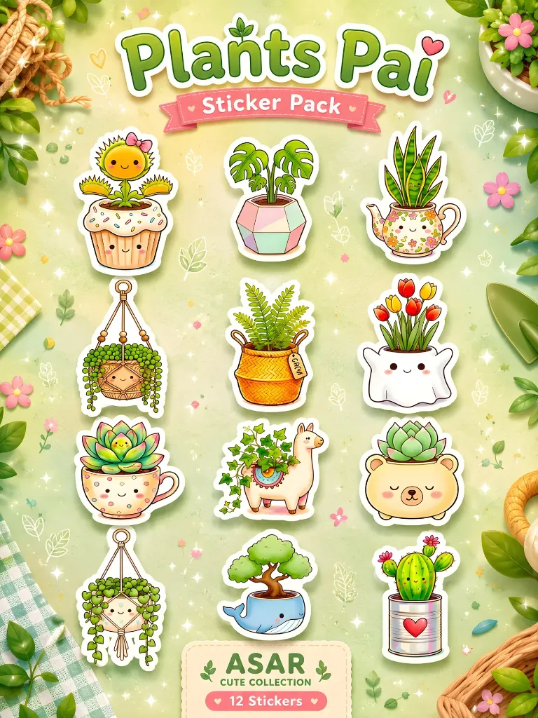 Plant Pals - 12PCS Aesthetic Nature Lover Sticker Set