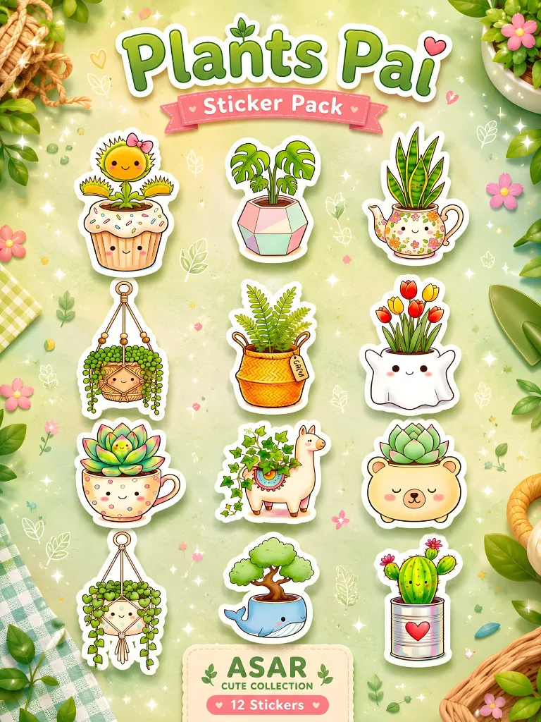 Plant Pals - 12PCS Aesthetic Nature Lover Sticker Set