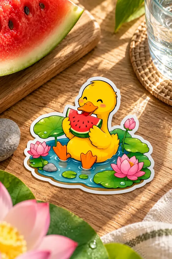 Watermelon Pond Duck -6.2 cm Premium Waterproof Sticker