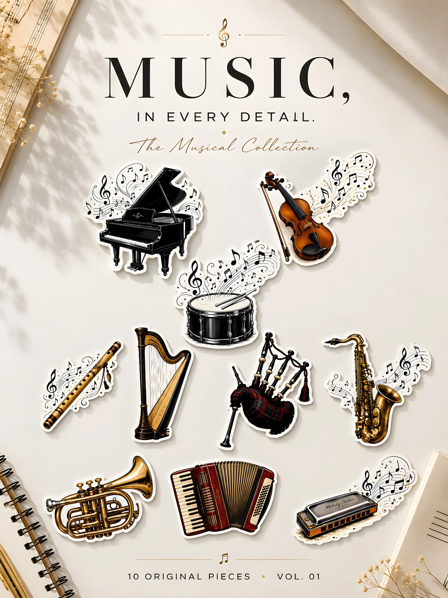 The Musical Collection – Vol. 01 | 10 Premium Vinyl Stickers