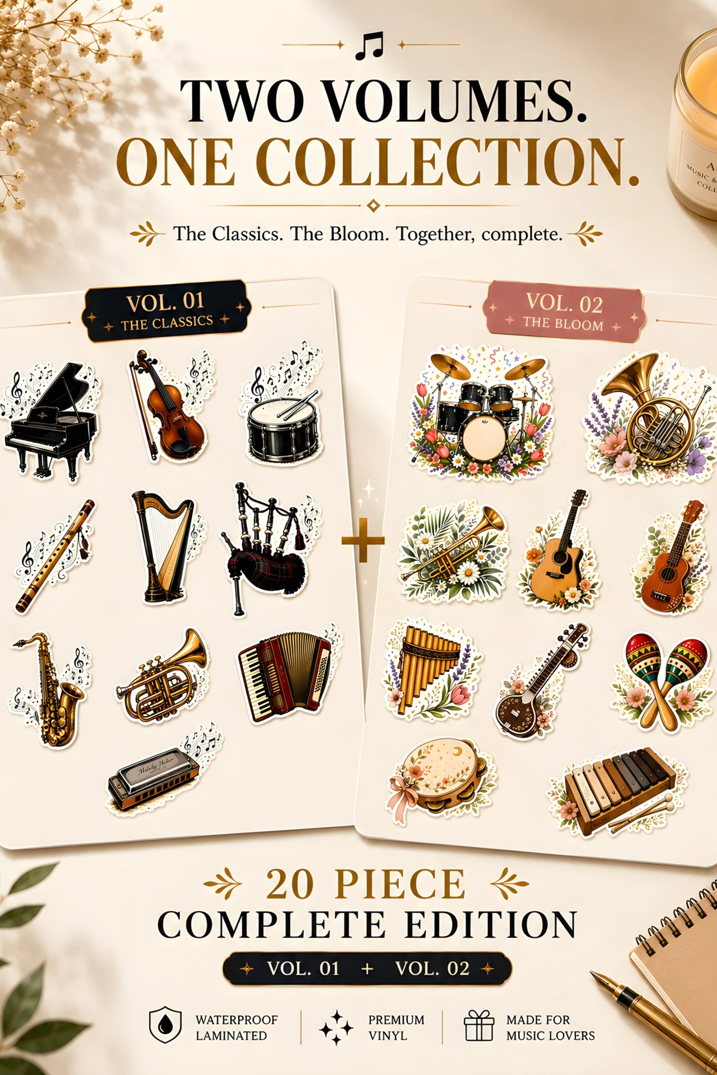 🎼 The Musical Collection — Complete Edition | 20 Premium Vinyl Stickers