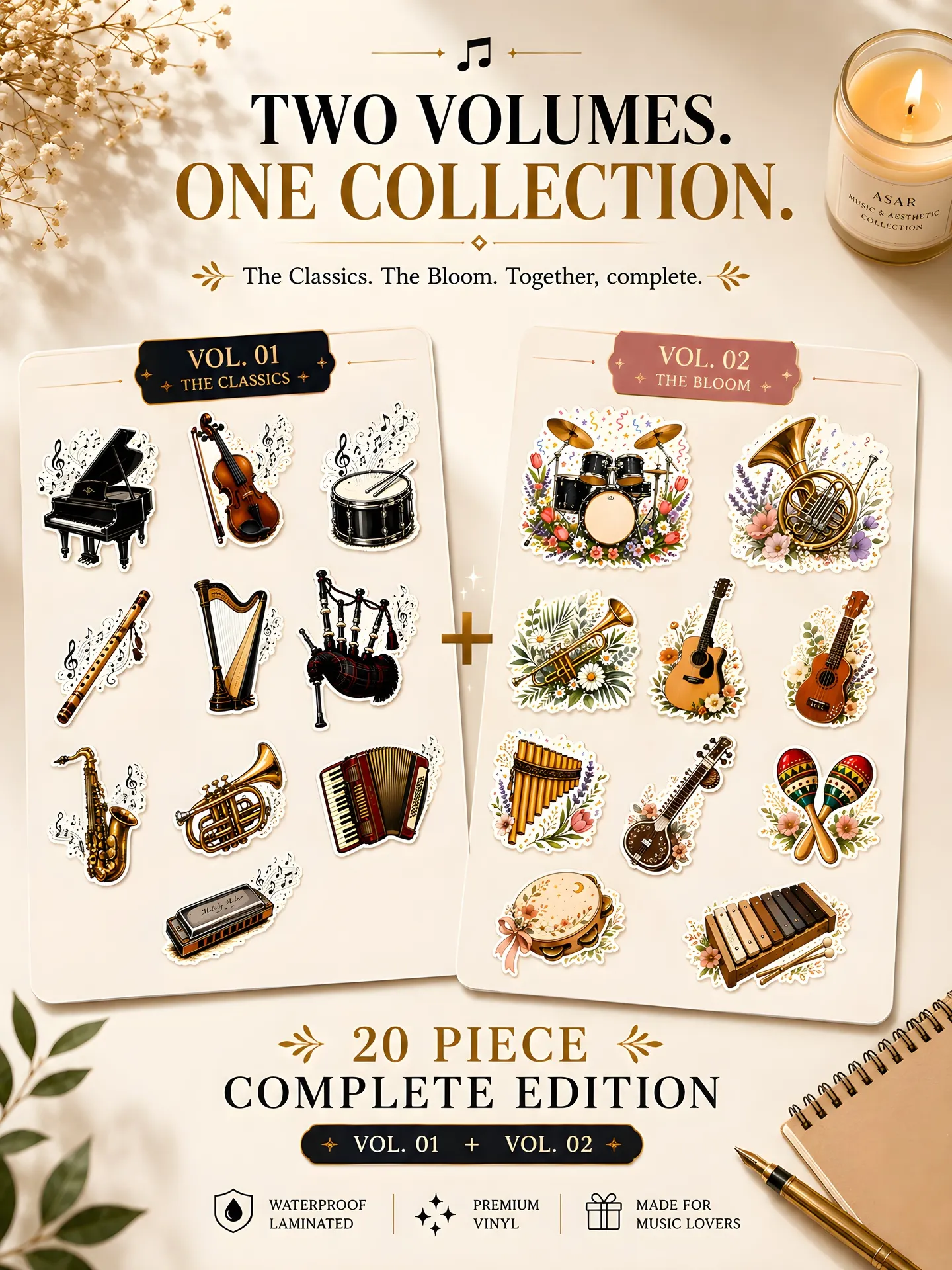 🎼 The Musical Collection — Complete Edition | 20 Premium Vinyl Stickers
