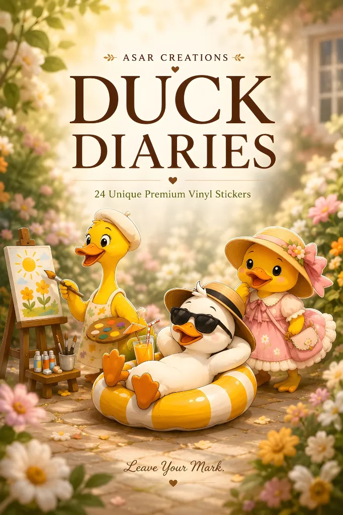 Duck Diaries™ – 24 Cute Duck Vinyl Stickers
