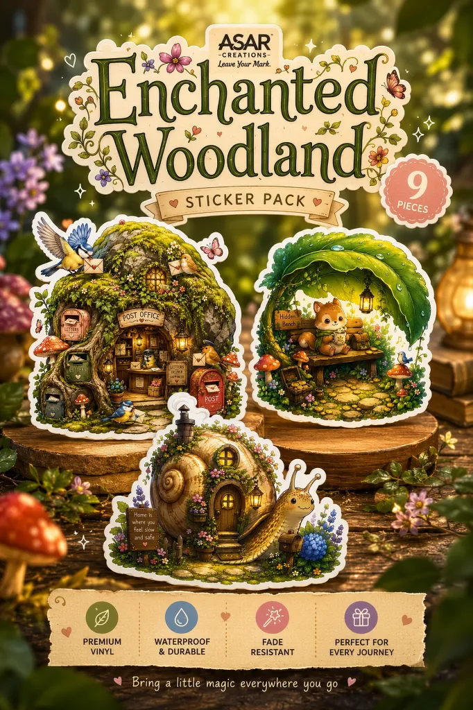 Enchanted Woodland – 9 Premium Vinyl Sticker Pack | ASAR CREATIONS