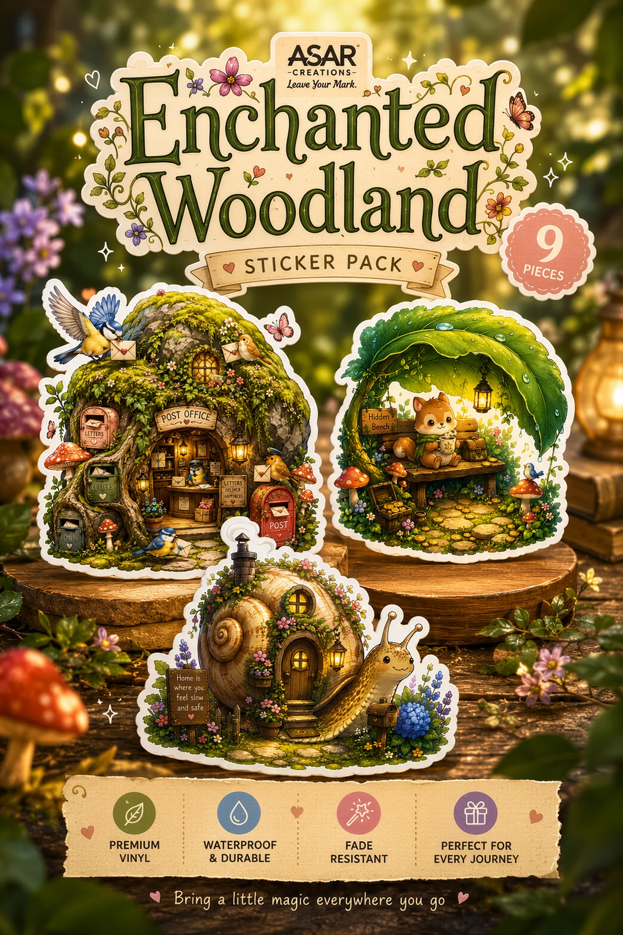 Enchanted Woodland – 9 Premium Vinyl Sticker Pack | ASAR CREATIONS