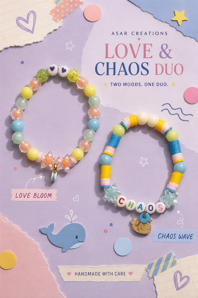 ❤️ LOVE & CHAOS DUO — 2 Handmade Bracelets