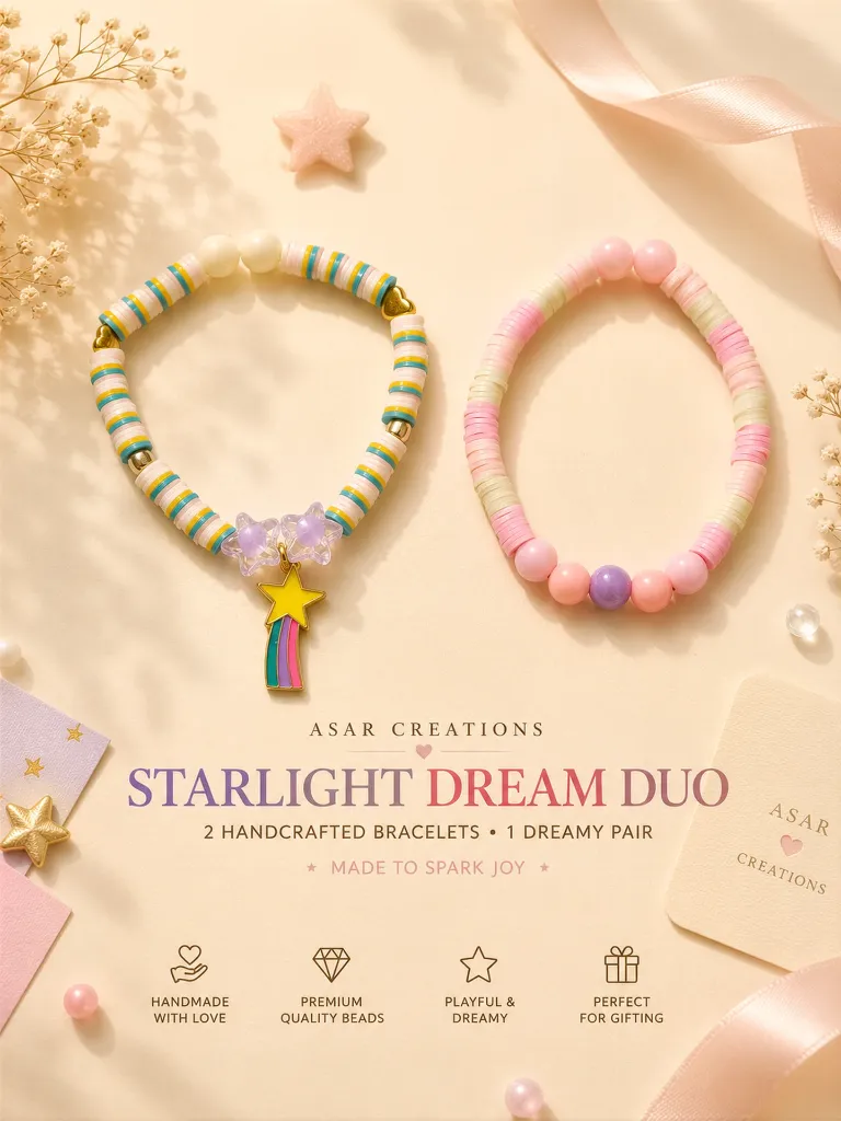 ⭐ STARLIGHT DREAM DUO — 2 Handmade Bracelets