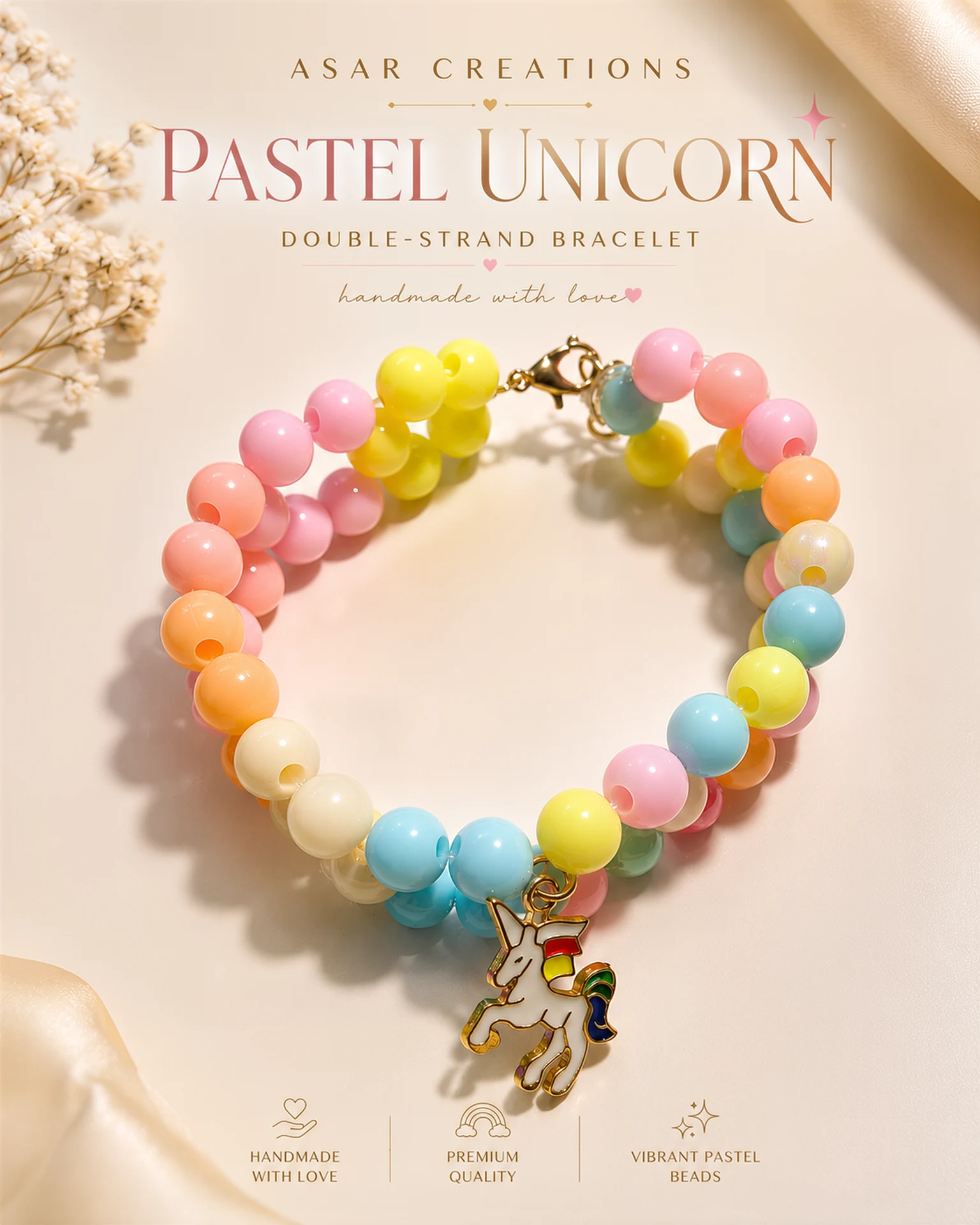 Pastel Unicorn — Double-Strand Handmade Bracelet