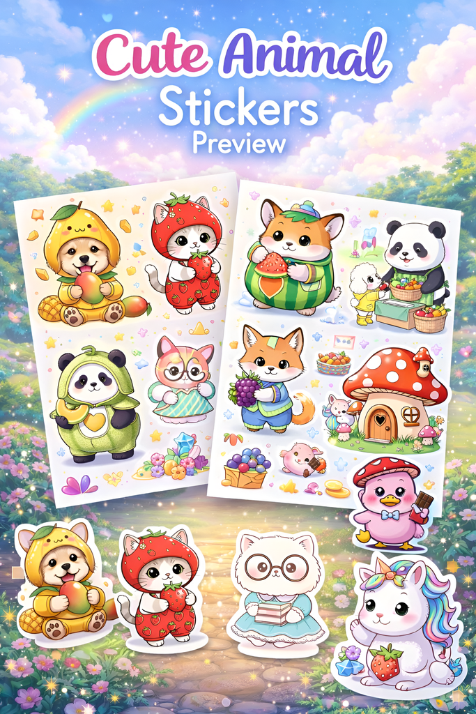 Fruit Friends - 12PCS Premium Animal Sticker pack