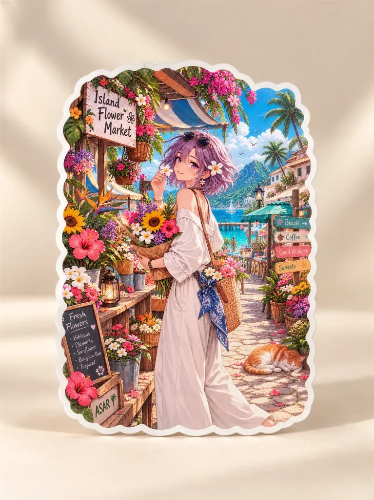 Tropical Daydream Girl 8+ Cm — Premium Waterproof Sticker