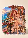 Seaside Café Girl — 8+ Cm Premium Waterproof Sticker