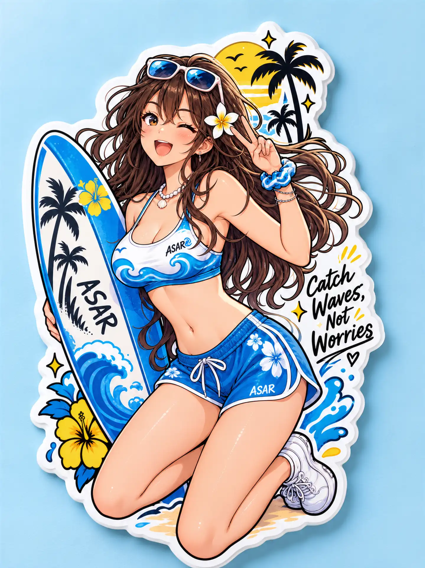 Wave Rider Girl — 8+ cm Premium Waterproof Sticker