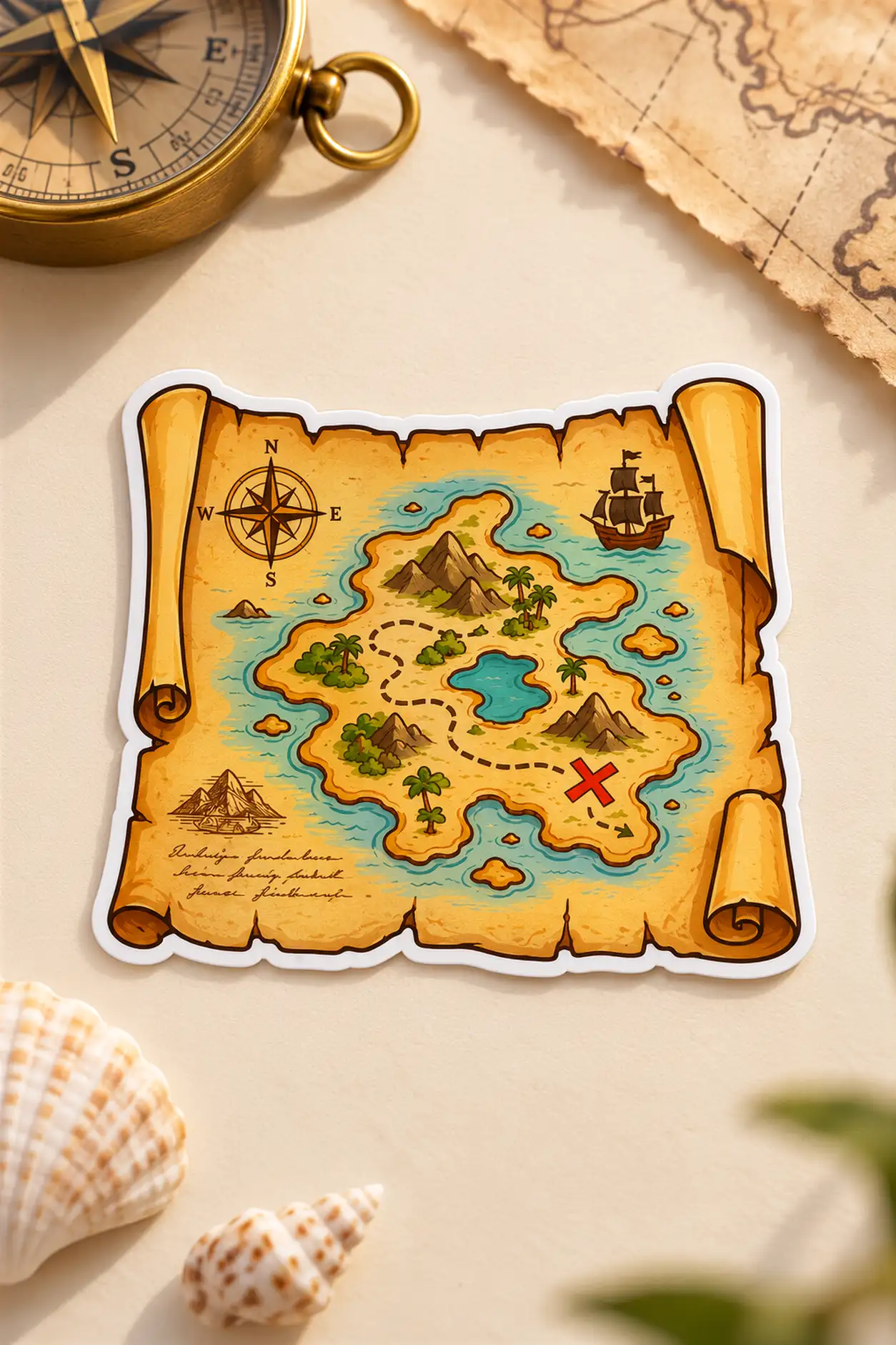 Treasure Map -6 cm Premium Waterproof Sticker