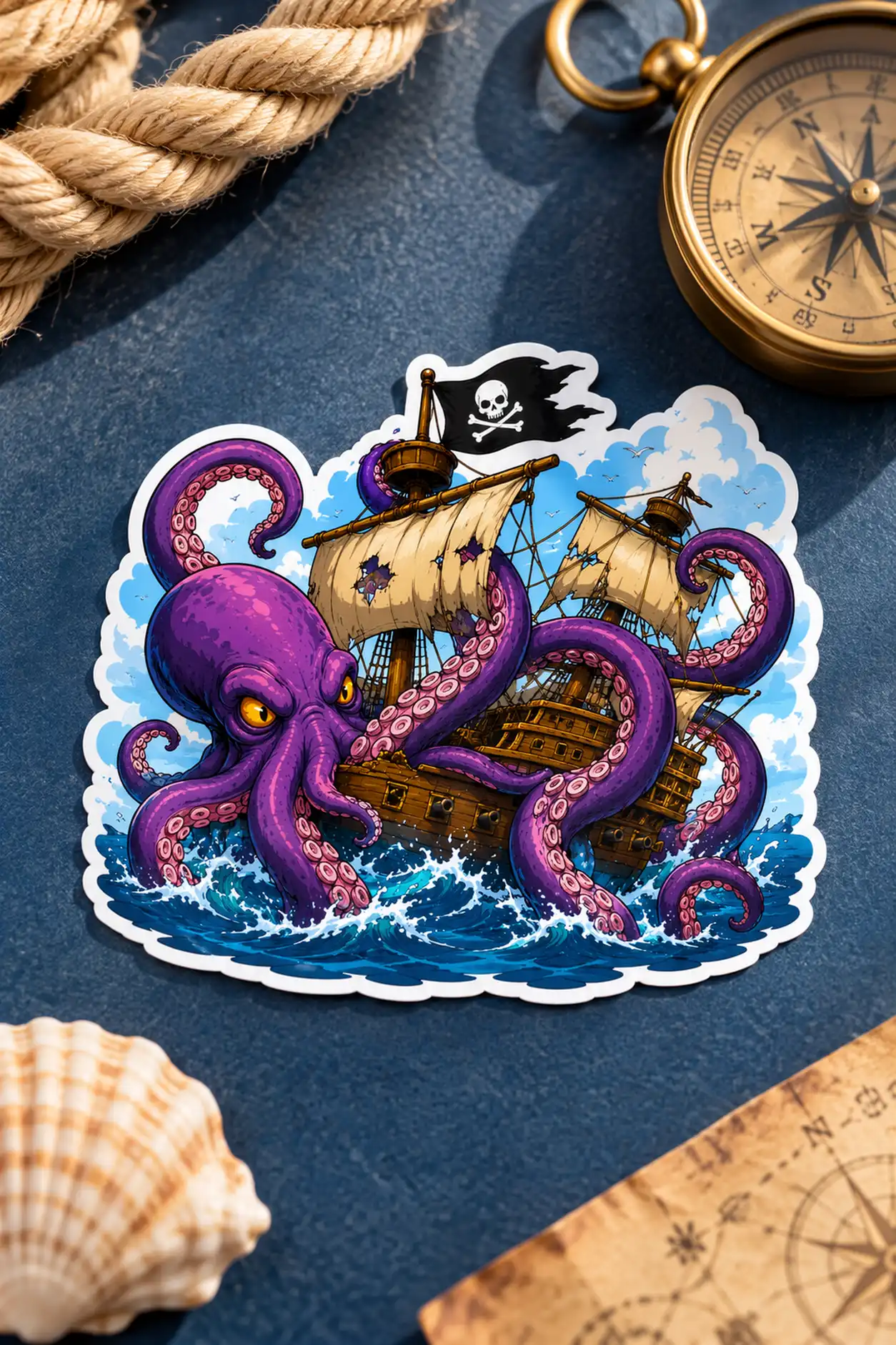 Purple Kraken -8 cm Premium Waterproof Sticker
