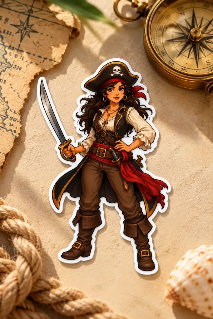 Pirate Girl -6.8 cm Premium Waterproof Sticker