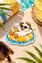 Poolside Chill Duck -6.5 cm Premium Waterproof Sticker