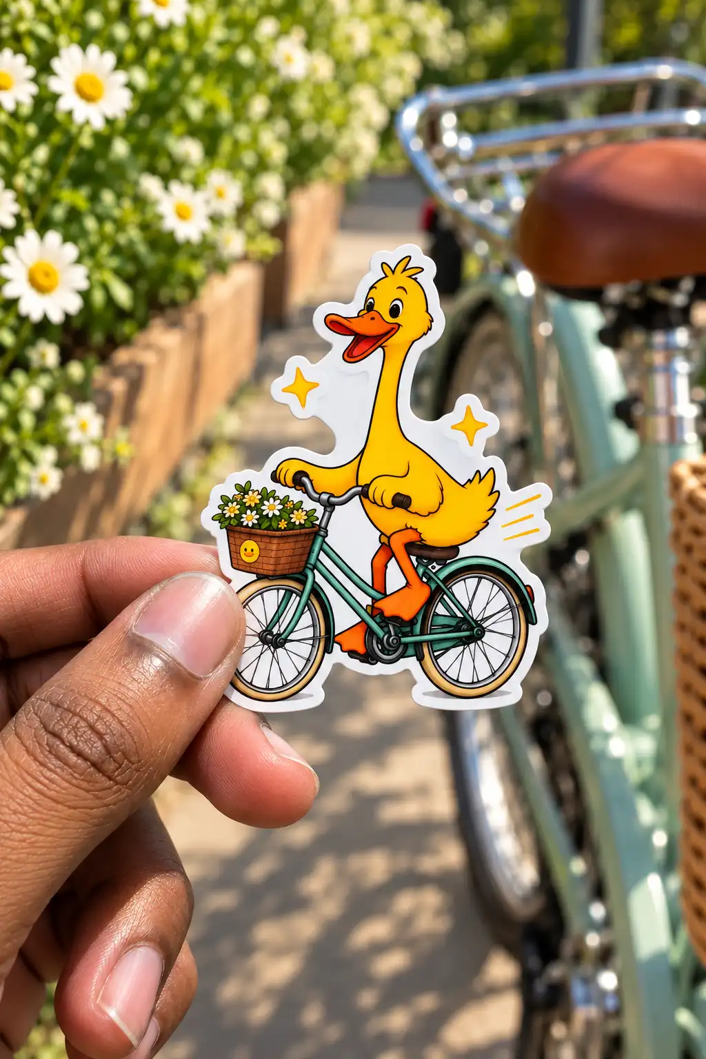 Cycling Duck -6.3 cm Premium Waterproof Sticker